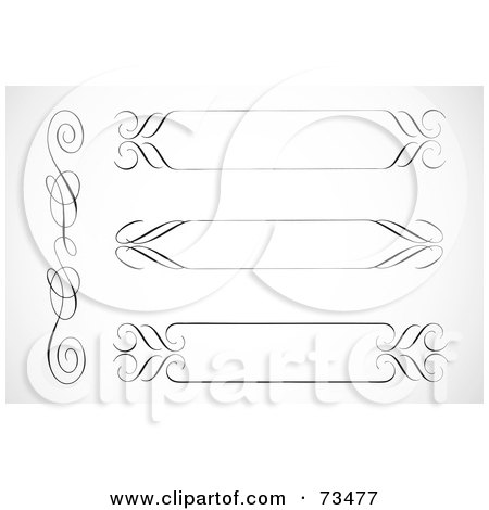 Royalty-Free (RF) Clipart Illustration of a Digital Collage Of Black And White Blank Swirly Text Boxes And Frames - Version 6 by BestVector