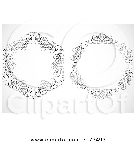Royalty-Free (RF) Clipart Illustration of a Digital Collage Of Black And White Blank Swirly Text Boxes - Version 2 by BestVector