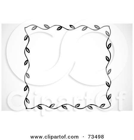 Royalty-Free (RF) Clipart Illustration of a Black And White Leaf Border Frame by BestVector
