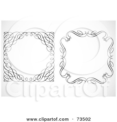 Royalty-Free (RF) Clipart Illustration of a Digital Collage Of Two Black And White Swirly Borders - Version 1 by BestVector