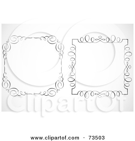 Royalty-Free (RF) Clipart Illustration of a Digital Collage Of Two Black And White Swirly Borders - Version 2 by BestVector