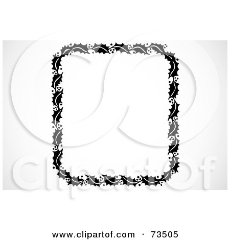 Royalty-Free (RF) Clipart Illustration of a Black And White Holly Border Frame by BestVector