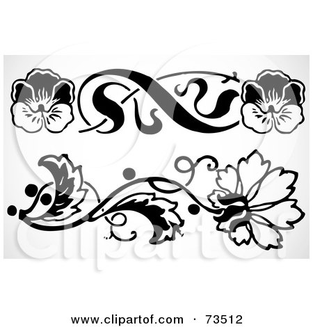 Royalty-Free (RF) Clipart Illustration of a Digital Collage Of Black And White Floral Border Design Elements - Version 11 by BestVector
