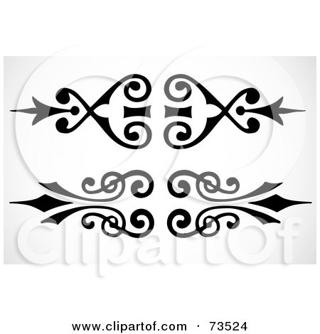 Royalty-Free (RF) Clipart Illustration of a Digital Collage Of Black And White Border Design Elements - Version 11 by BestVector