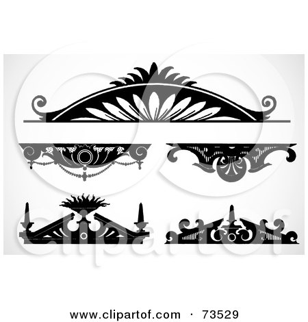 Royalty-Free (RF) Clipart Illustration of a Digital Collage Of Black And White Wooden Border Design Elements by BestVector