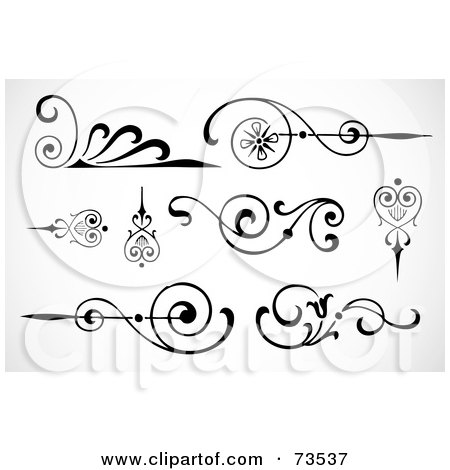 Royalty-Free (RF) Clipart Illustration of a Black And White Digital Collage Of Swirly Designs - Version 3 by BestVector