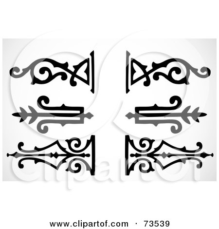 Royalty-Free (RF) Clipart Illustration of a Digital Collage Of Black And White Wrought Iron Design Elements by BestVector
