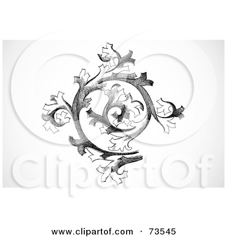 Royalty-Free (RF) Clipart Illustration of a Black And White Curling Branch Design Element by BestVector