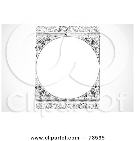 Royalty-Free (RF) Clipart Illustration of a Black And White Blank Text Box Border - Version 24 by BestVector