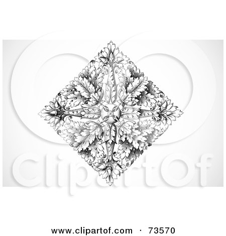 Royalty-Free (RF) Clipart Illustration of a Black And White Vintage Floral Diamond Design by BestVector