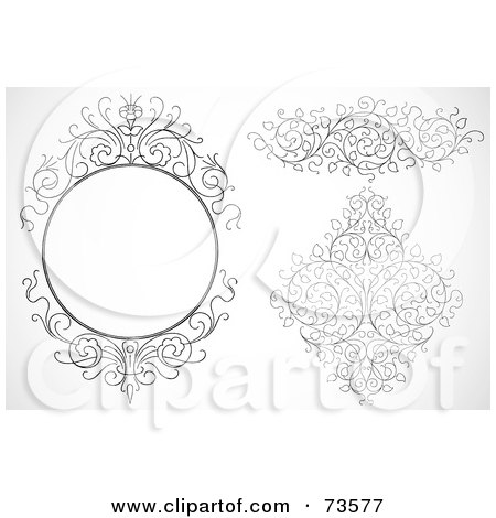 Royalty-Free (RF) Clipart Illustration of a Digital Collage Of Black And White Ornate Swirly Design Elements by BestVector