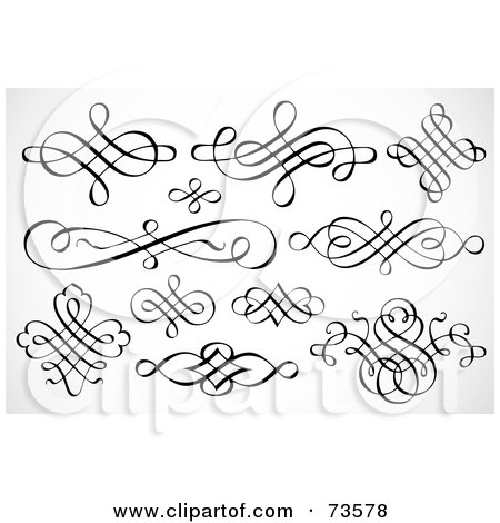 Royalty-Free (RF) Clipart Illustration of a Black And White Digital Collage Of Swirly Designs - Version 4 by BestVector