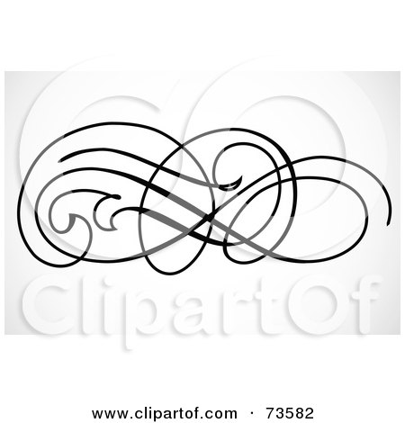 Royalty-Free (RF) Clipart Illustration of a Black And White Swirly Scroll Border Design Element by BestVector