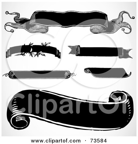 Royalty-Free (RF) Clipart Illustration of a Digital Collage Of Black And White Blank Banner Design Elements - Version 1 by BestVector