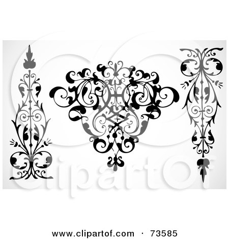 Royalty-Free (RF) Clipart Illustration of a Digital Collage Of Elegant Black And White Elements by BestVector
