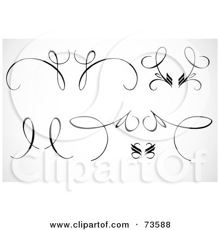 Royalty-Free (RF) Clipart Illustration of a Black And White Digital Collage Of Swirly Designs - Version 1 by BestVector