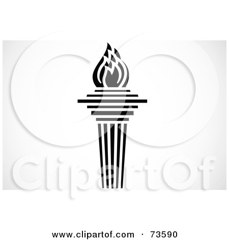 Royalty-Free (RF) Clipart Illustration of a Black And White Burning Torch by BestVector