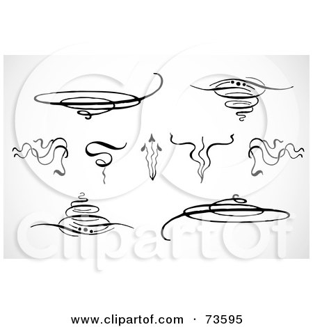 Royalty-Free (RF) Clipart Illustration of a Black And White Digital Collage Of Swirly Designs - Version 6 by BestVector