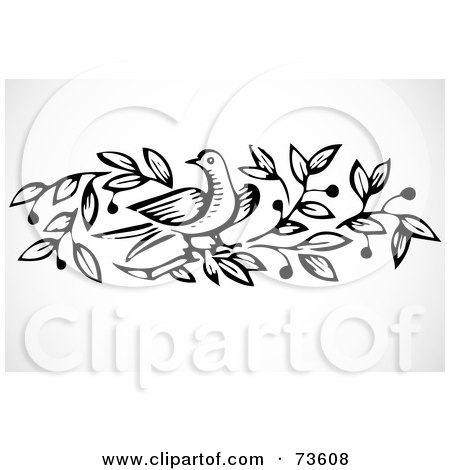 Royalty-Free (RF) Clipart Illustration of a Black And White Dove Border Design Element by BestVector