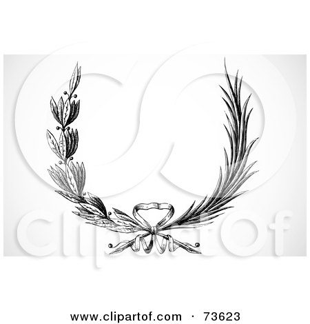 Royalty-Free (RF) Clipart Illustration of a Black And White Olive Branch Laurel by BestVector