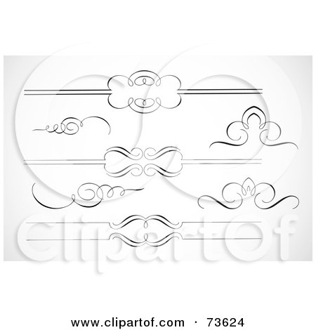 Royalty-Free (RF) Clipart Illustration of a Digital Collage Of Black And White Elegant Swirl Border Elements - Version 1 by BestVector