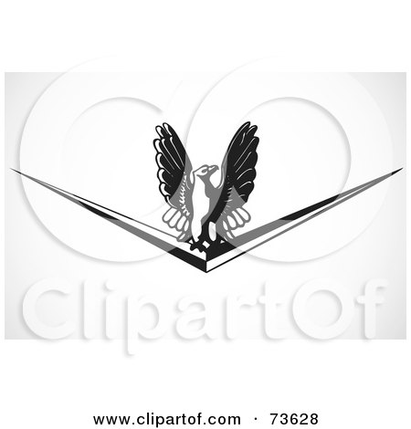 Royalty-Free (RF) Clipart Illustration of a Black And White Eagle On A Chevron by BestVector