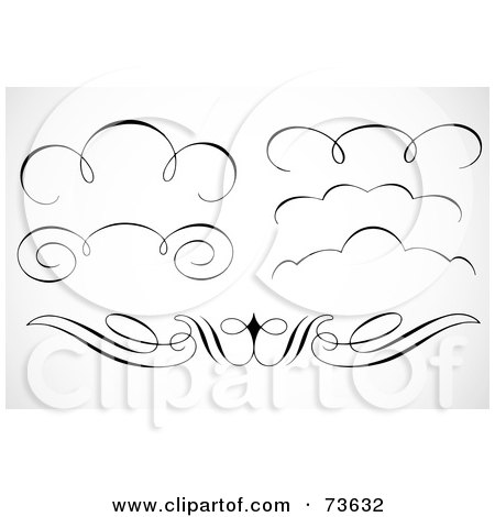 Royalty-Free (RF) Clipart Illustration of a Digital Collage Of Black And White Elegant Swirl Border Elements - Version 2 by BestVector