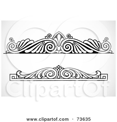 Royalty-Free (RF) Clipart Illustration of a Digital Collage Of Black And White Border Design Elements - Version 6 by BestVector