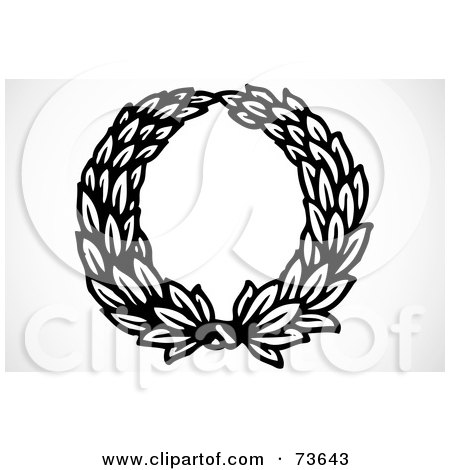 Royalty-Free (RF) Clipart Illustration of a Black And White Blank Laurel Wreath Text Box - Version 2 by BestVector