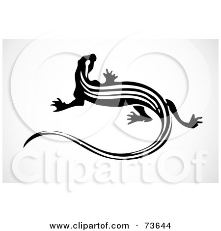 Royalty-Free (RF) Clipart Illustration of a Black And White Lizard With A Long Tail by BestVector