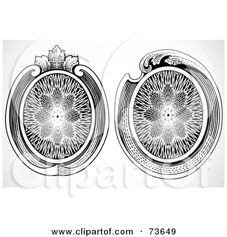 Royalty-Free (RF) Clipart Illustration of a Digital Collage Of Black And White Oval Money Elements by BestVector