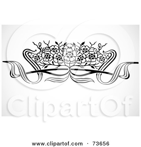 Royalty-Free (RF) Clipart Illustration of a Black And White Floral Border Design Element - Version 16 by BestVector