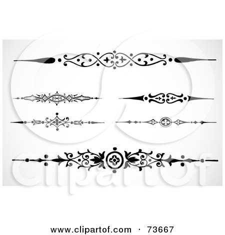 Royalty-Free (RF) Clipart Illustration of a Digital Collage Of Black And White Border Design Elements - Version 4 by BestVector