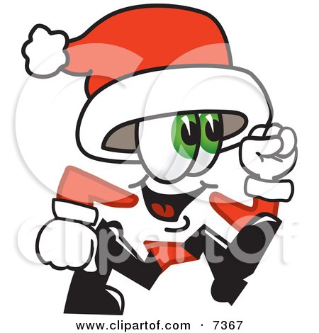 Clipart Picture of a Santa Claus Mascot Cartoon Character Running by Toons4Biz