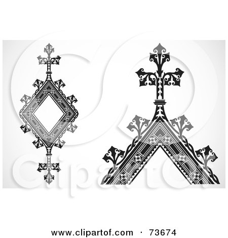 Royalty-Free (RF) Clipart Illustration of a Digital Collage Of Black And White Triangle Design Elements by BestVector