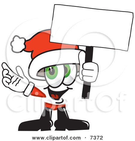 Clipart Picture of a Santa Claus Mascot Cartoon Character Holding a Blank Sign by Mascot Junction