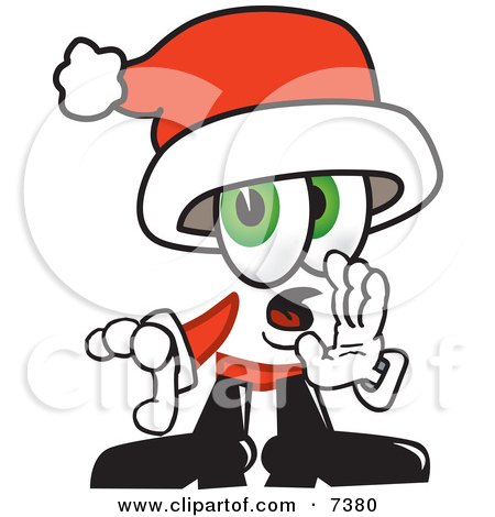 Clipart Picture of a Santa Claus Mascot Cartoon Character Whispering and Gossiping by Mascot Junction
