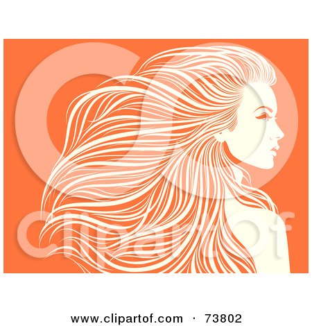 Royalty-Free (RF) Clipart Illustration of a Beautiful Orange And White Woman With Long Hair Flowing Behind Her by elena