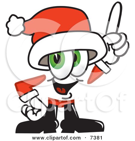 Clipart Picture of a Santa Claus Mascot Cartoon Character Pointing Upwards by Mascot Junction