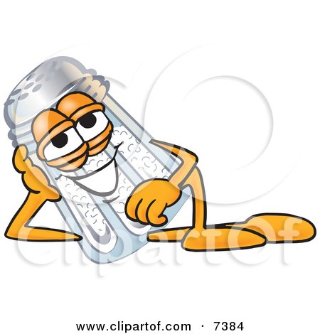 Clipart Picture of a Salt Shaker Mascot Cartoon Character Resting His Head on His Hand by Mascot Junction