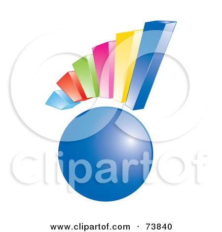 Royalty-Free (RF) Clipart Illustration of a 3d Colorful Bar Graph Over A Blue Orb by MilsiArt