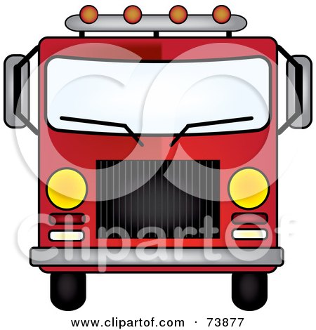 Royalty-Free (RF) Clipart Illustration of a Dark Red Fire Engine Driving Forward by Pams Clipart