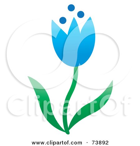 Royalty-Free (RF) Clipart Illustration of a Blue Spring Tulip Flower With Green Leaves by Pams Clipart