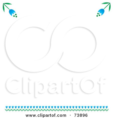 Royalty-Free (RF) Clipart Illustration of a White Background With A Blue Tulip Border by Pams Clipart