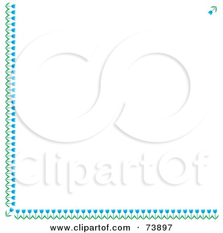 Royalty-Free (RF) Clipart Illustration of a White Background With Bottom And Left Tulip Borders by Pams Clipart