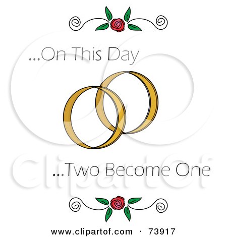 Royalty-Free (RF) Clipart Illustration of On This Day Two Become One Text With Roses And Wedding Rings by Pams Clipart