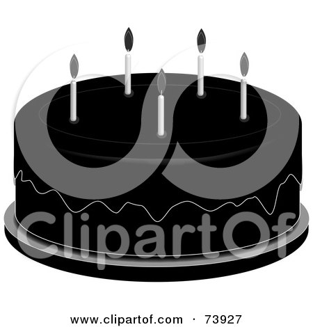 Royalty-Free (RF) Clipart Illustration of a Black And White Over The Hill Cake With Black Icing And White Candles by Pams Clipart