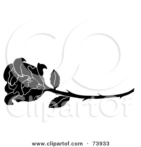 Royalty-Free (RF) Clipart Illustration of a Long Stemmed Black And White Rose by Pams Clipart