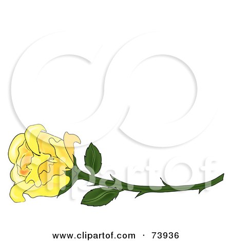 Royalty-Free (RF) Clipart Illustration of a Long Stemmed Yellow Rose by Pams Clipart