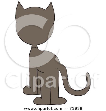 Royalty-Free (RF) Clipart Illustration of a Brown Cat Facing Away by Pams Clipart
